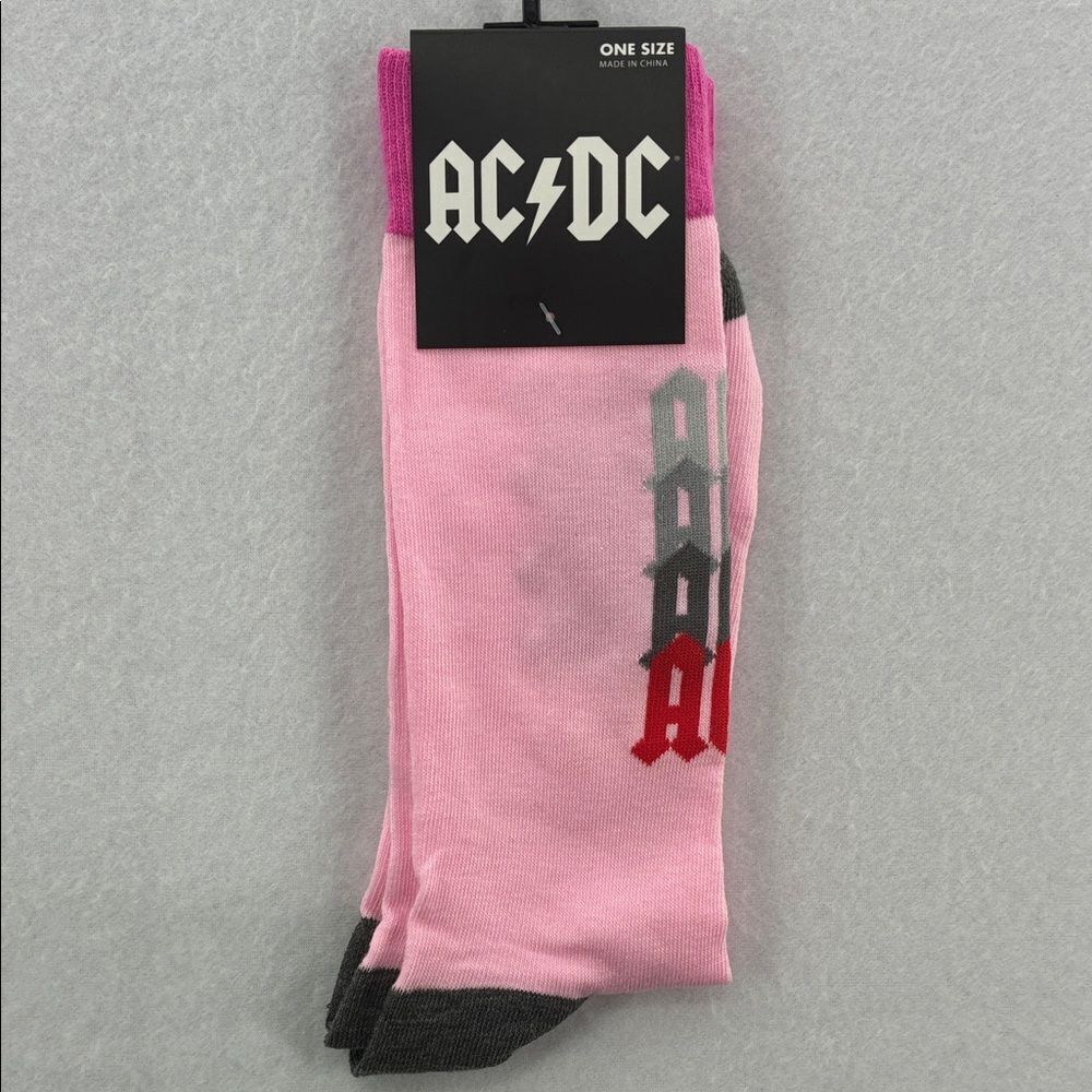 AC/DC Pink and Gray Men's Socks size 7-12